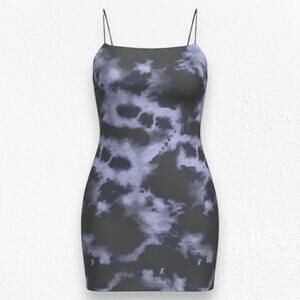 Top Shop Black Blue Tie Dye Bodycon Spaghetti Strap Night Out Mini Dress Size 2P
